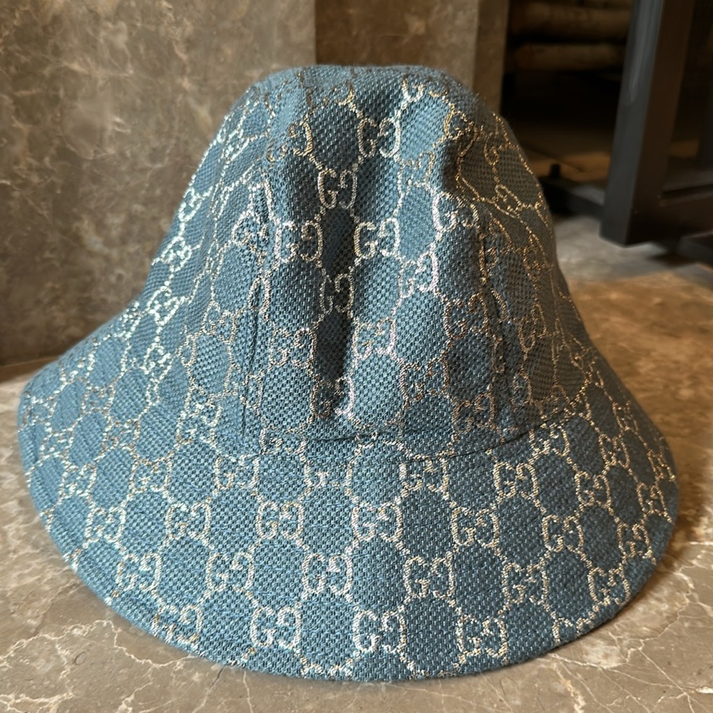 Gucci Lamé Logo Bucket Hat